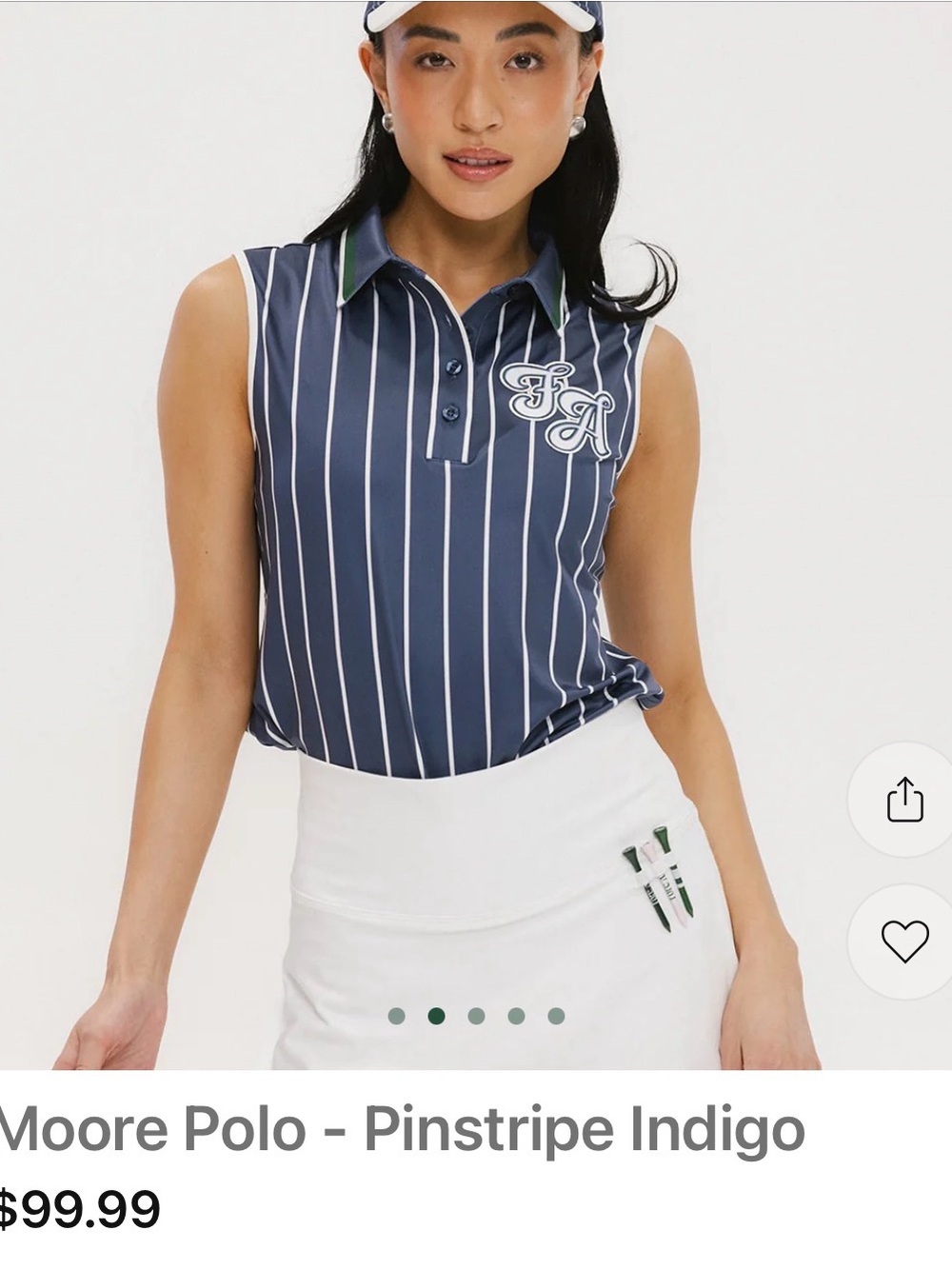 ⛳️Fore All Moore Sleeveless Pinstripe Polo in Indigo Size L